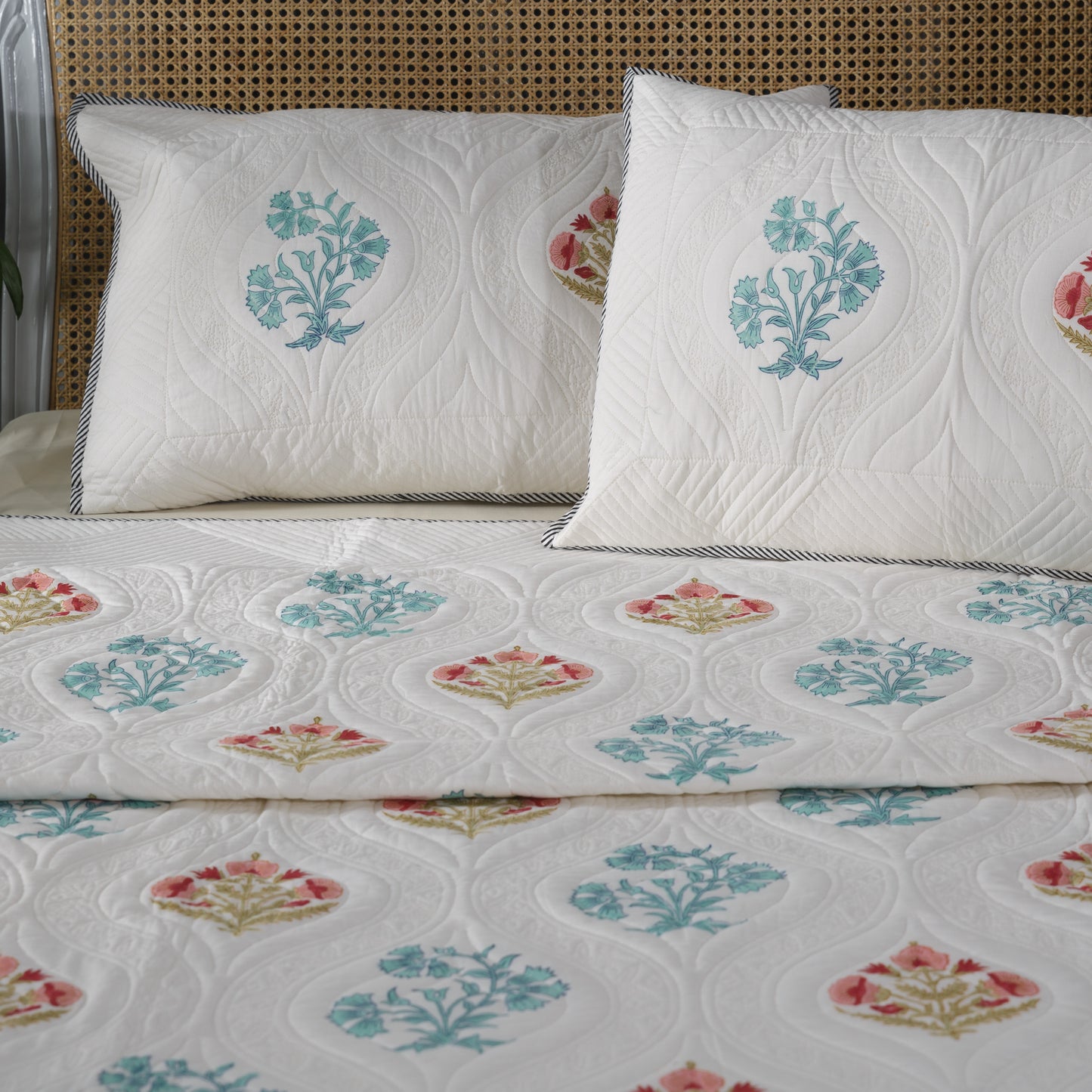 Floral Motifs Cotton Bedcover