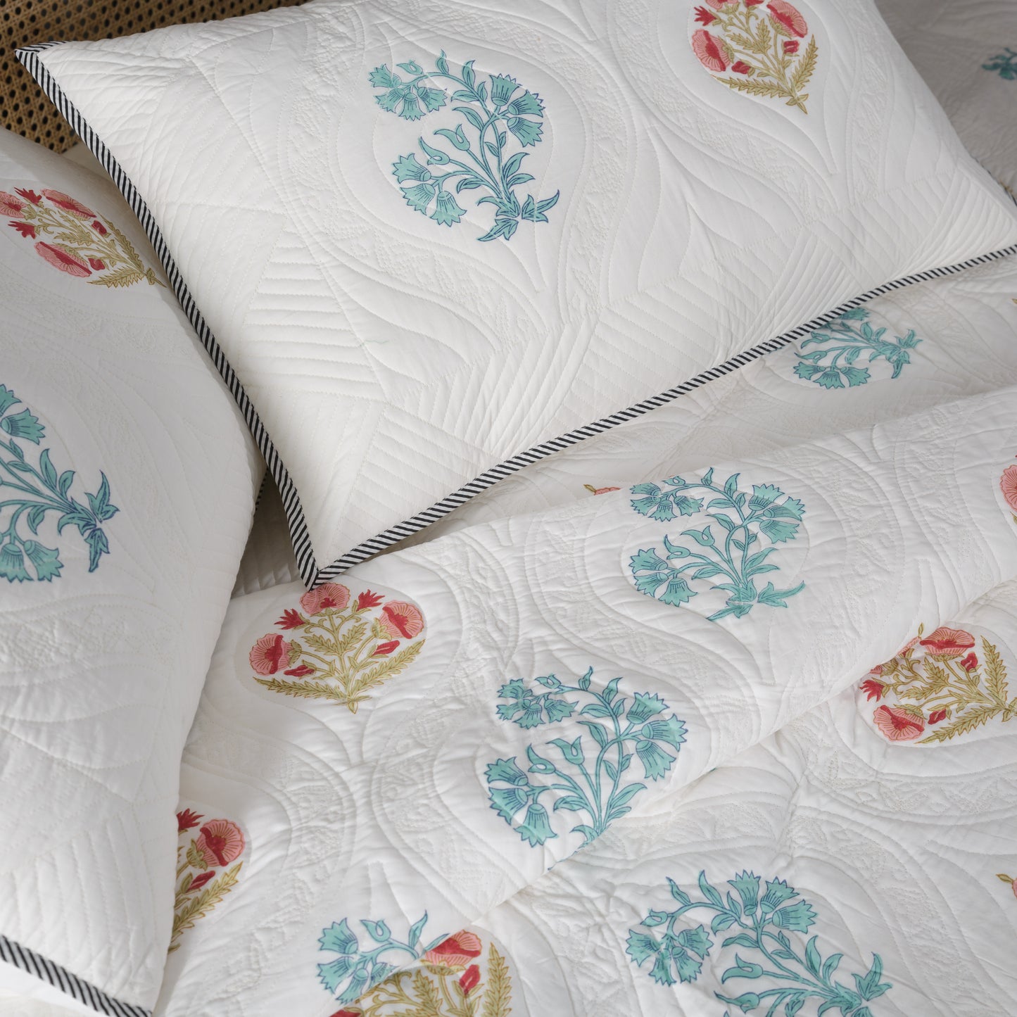 Floral Motifs Cotton Bedcover