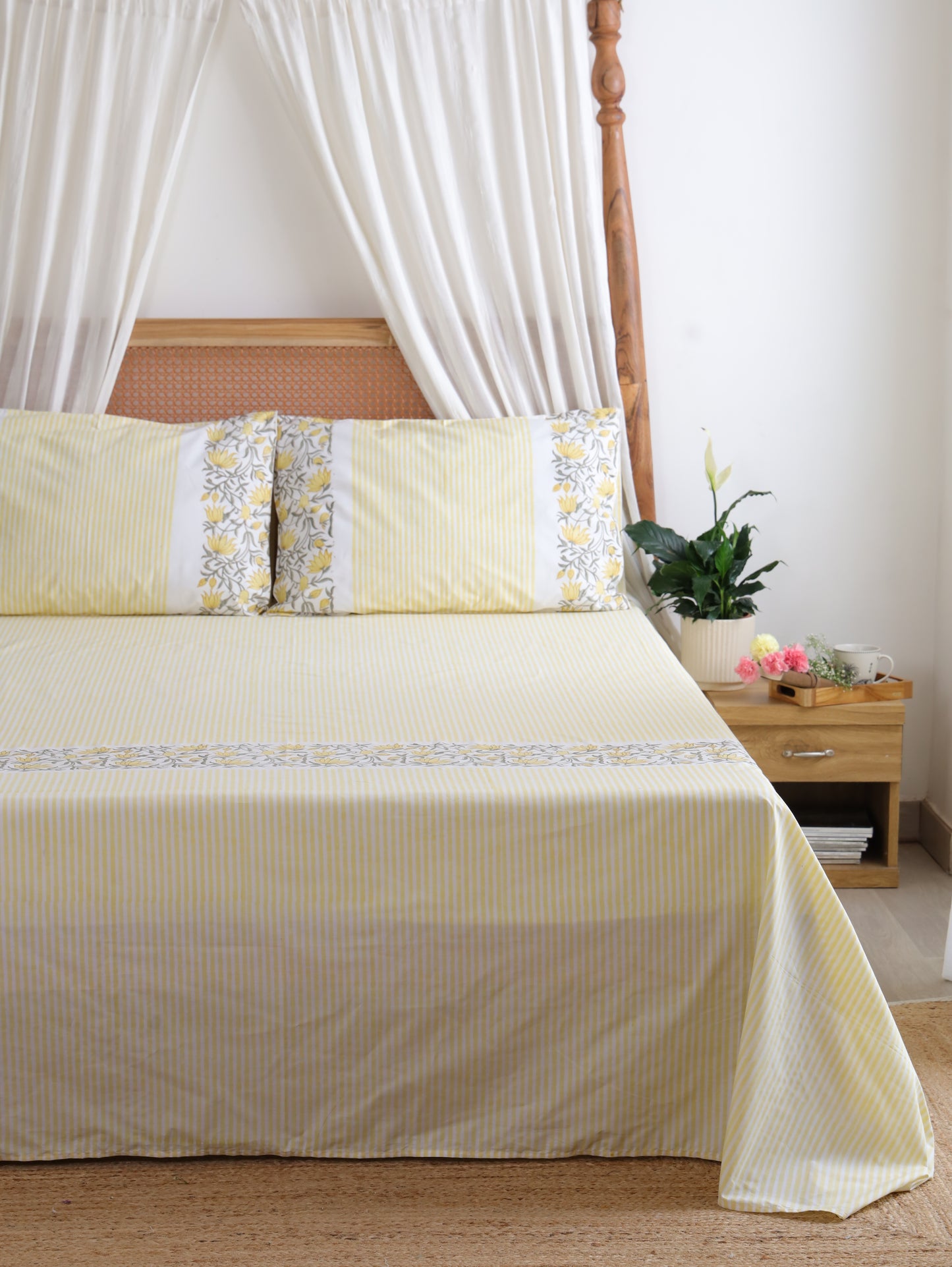Yellow Blossom Cotton Bedsheet