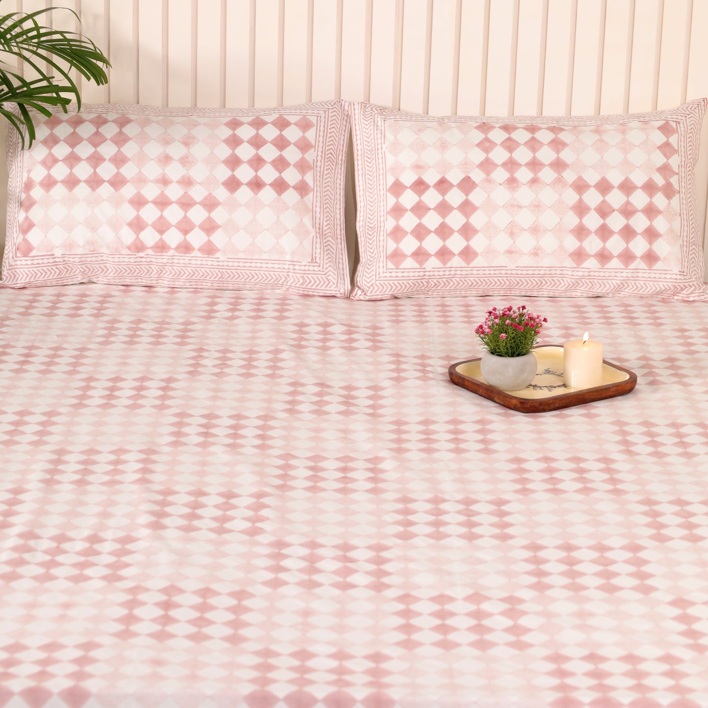 Tartan Pink Cotton Bedsheet