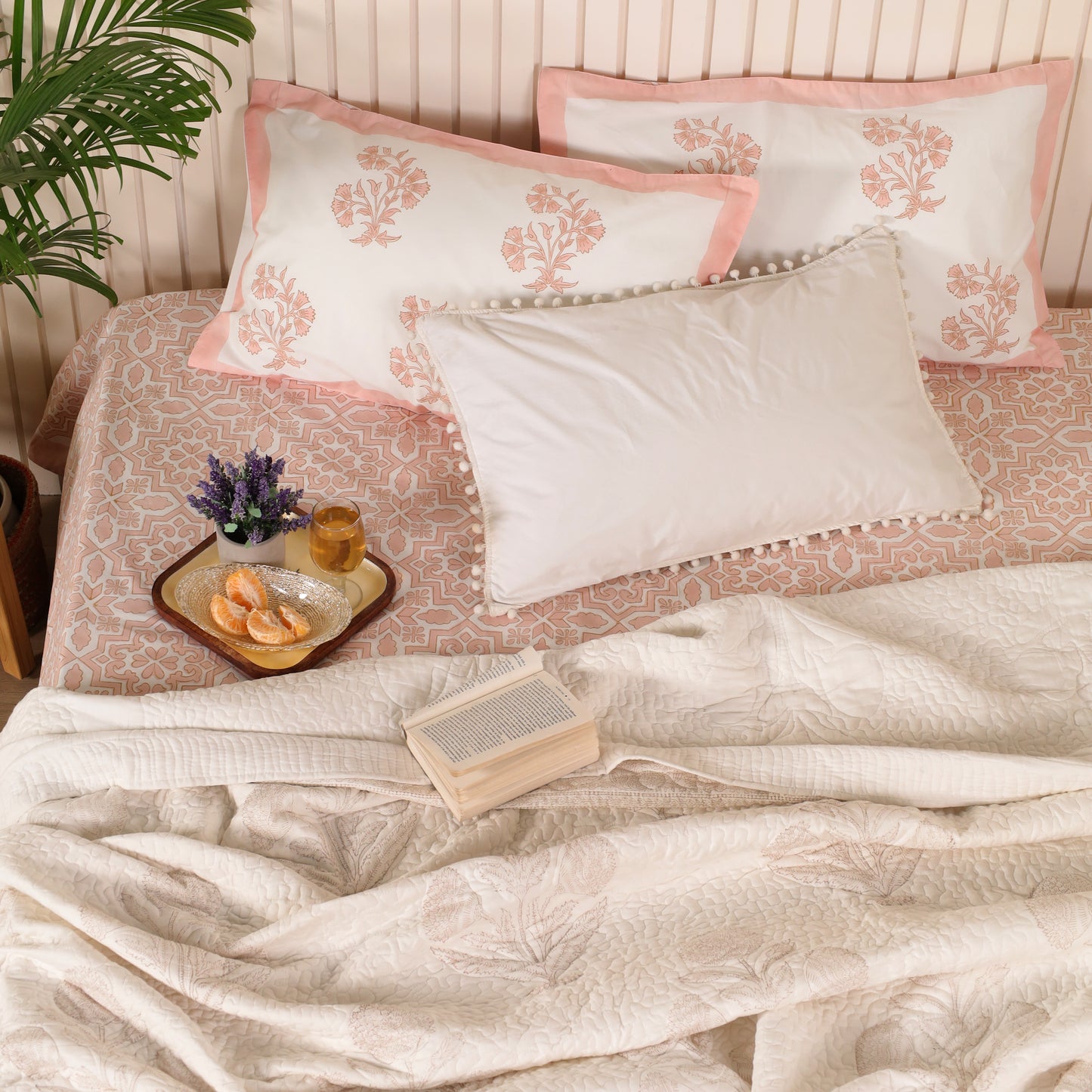 Mosaic Blush Cotton Bedsheet