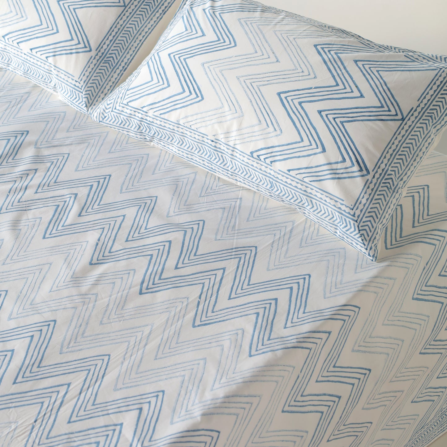 Chevron Blue Cotton Bedsheet