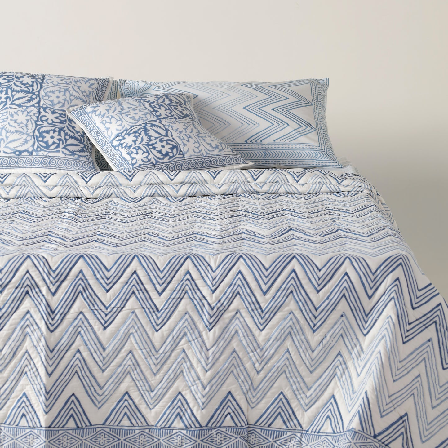Chevron Blue Cotton Bedsheet