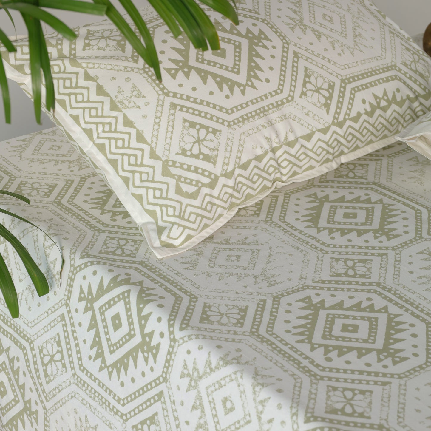 Olive Green Ogee Cotton Bedsheet