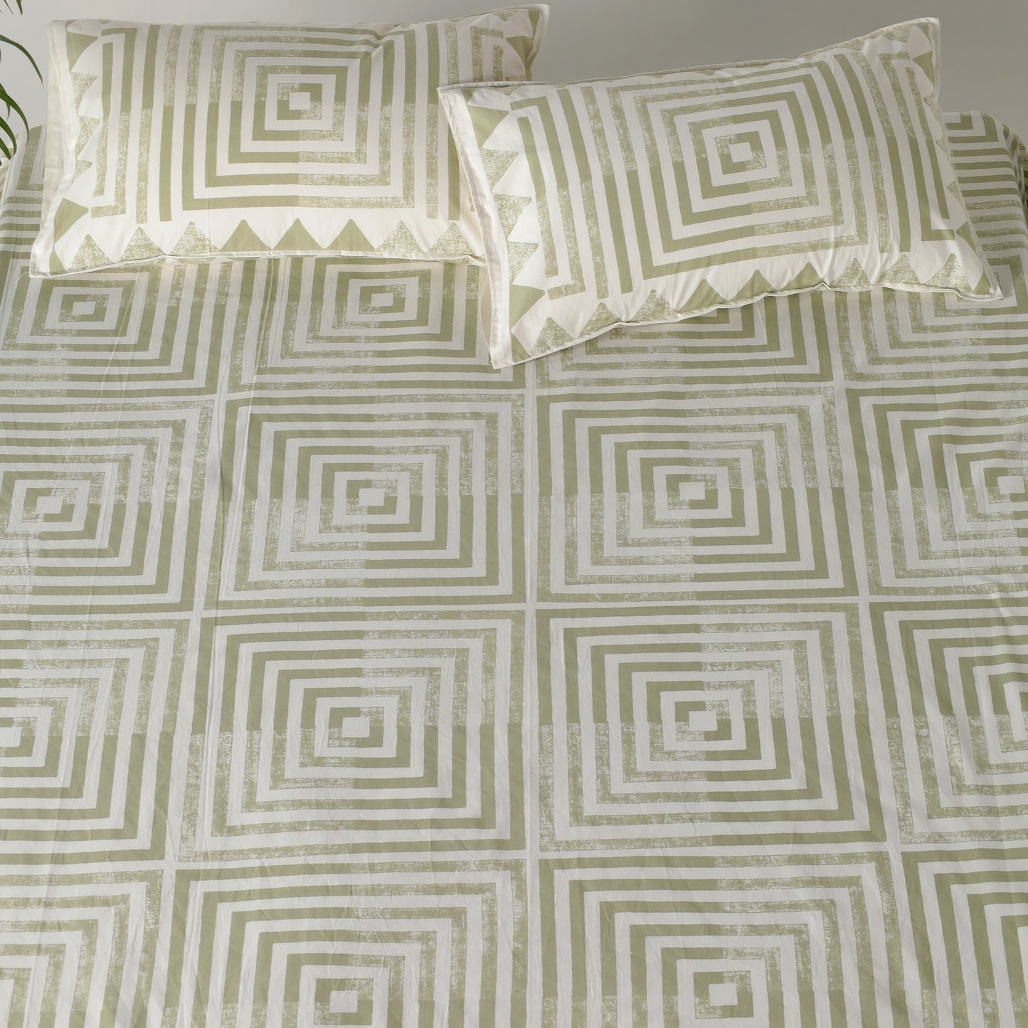 Olive Green Aakar Cotton Bedsheet