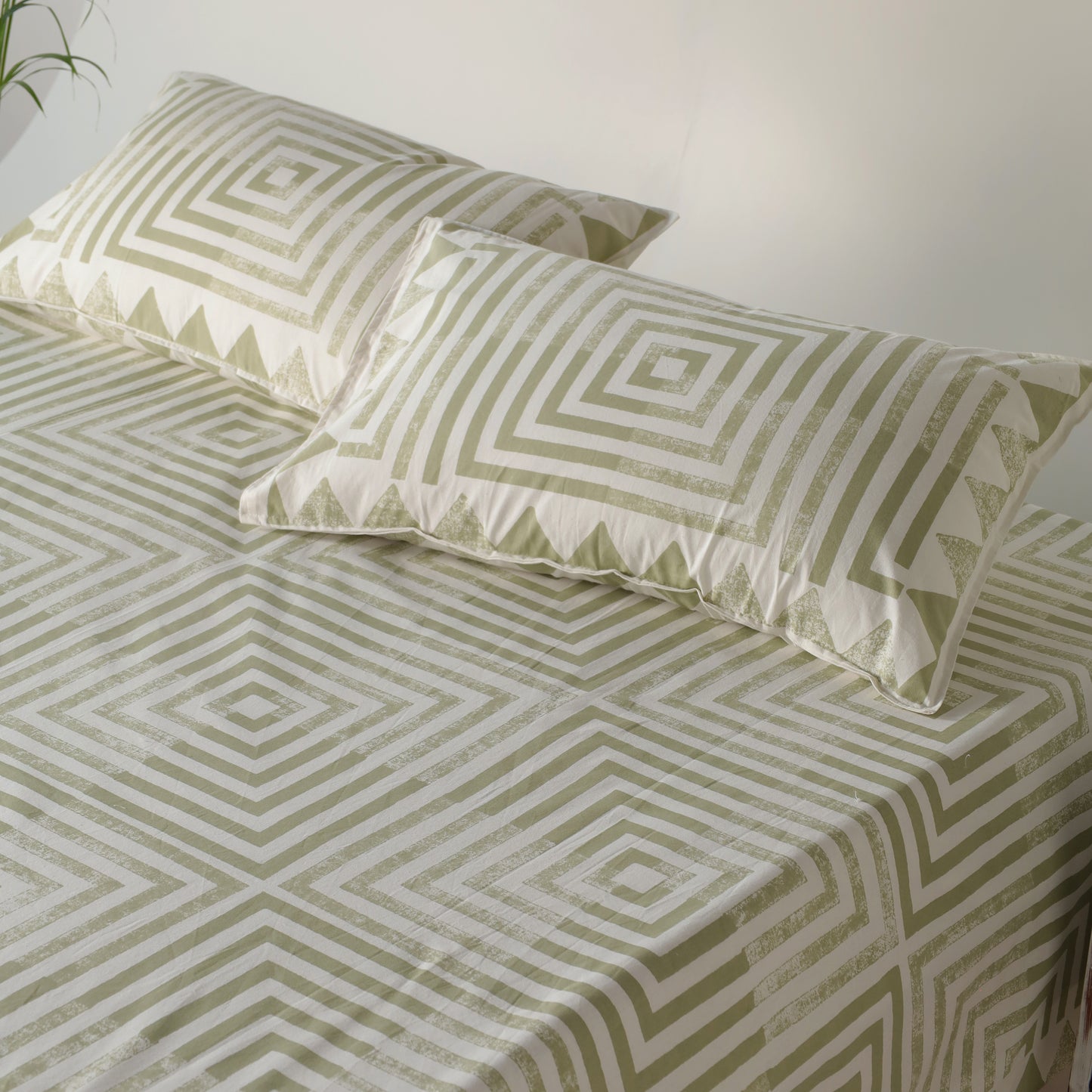 Olive Green Aakar Cotton Bedsheet