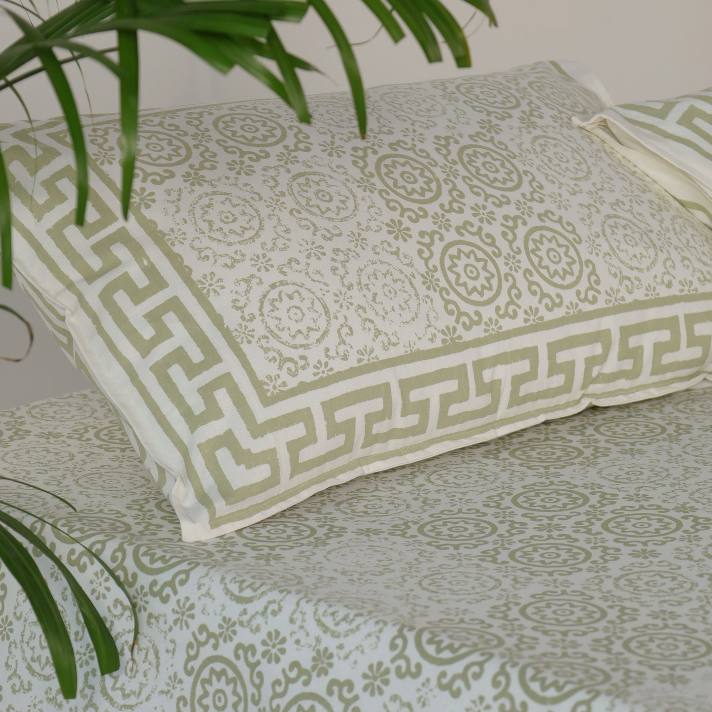 Olive Green Jaal Cotton Bedsheet