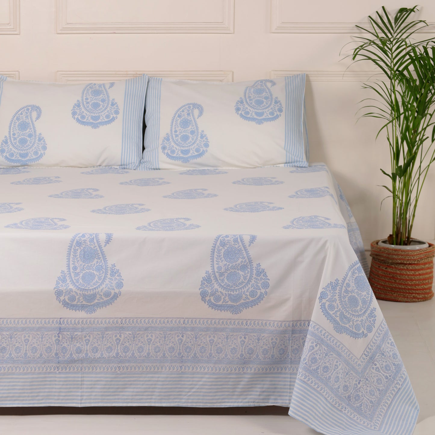 Paisley Blue Cotton Bedsheet