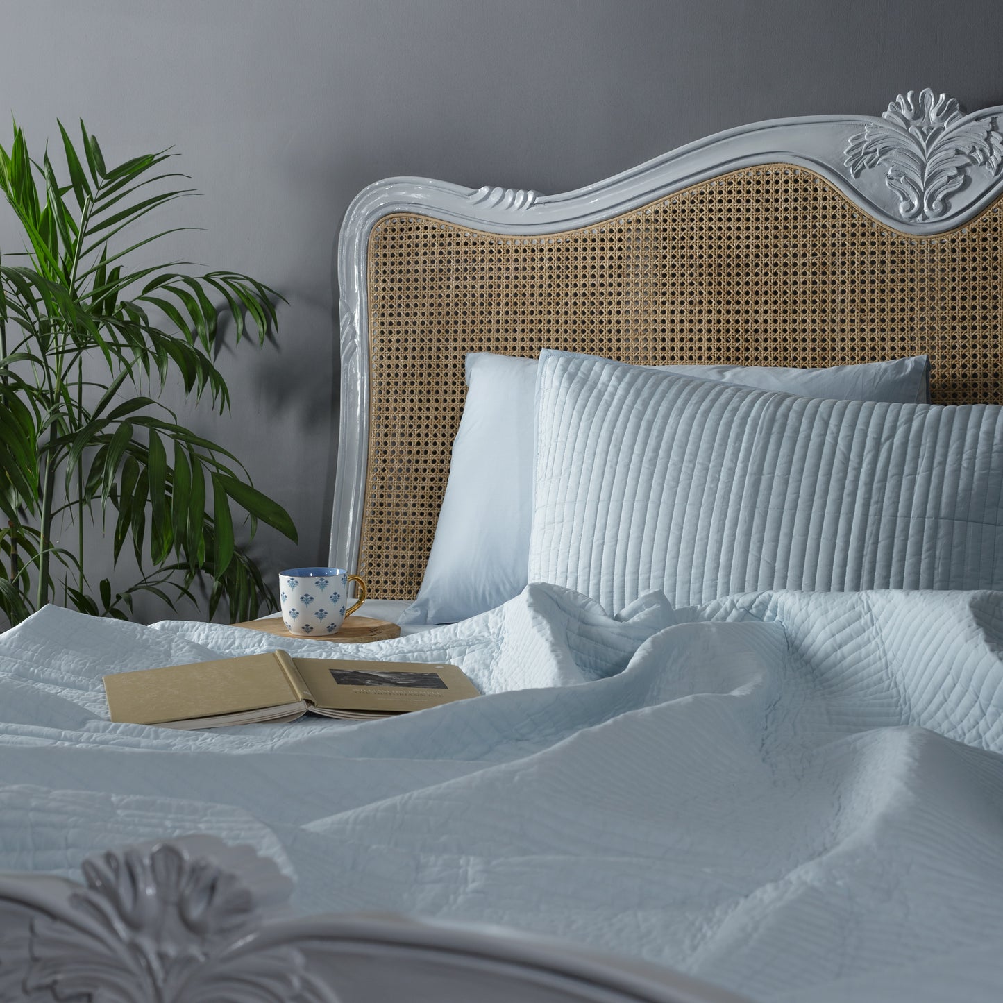Solid Coral Blue Cotton Bedsheet