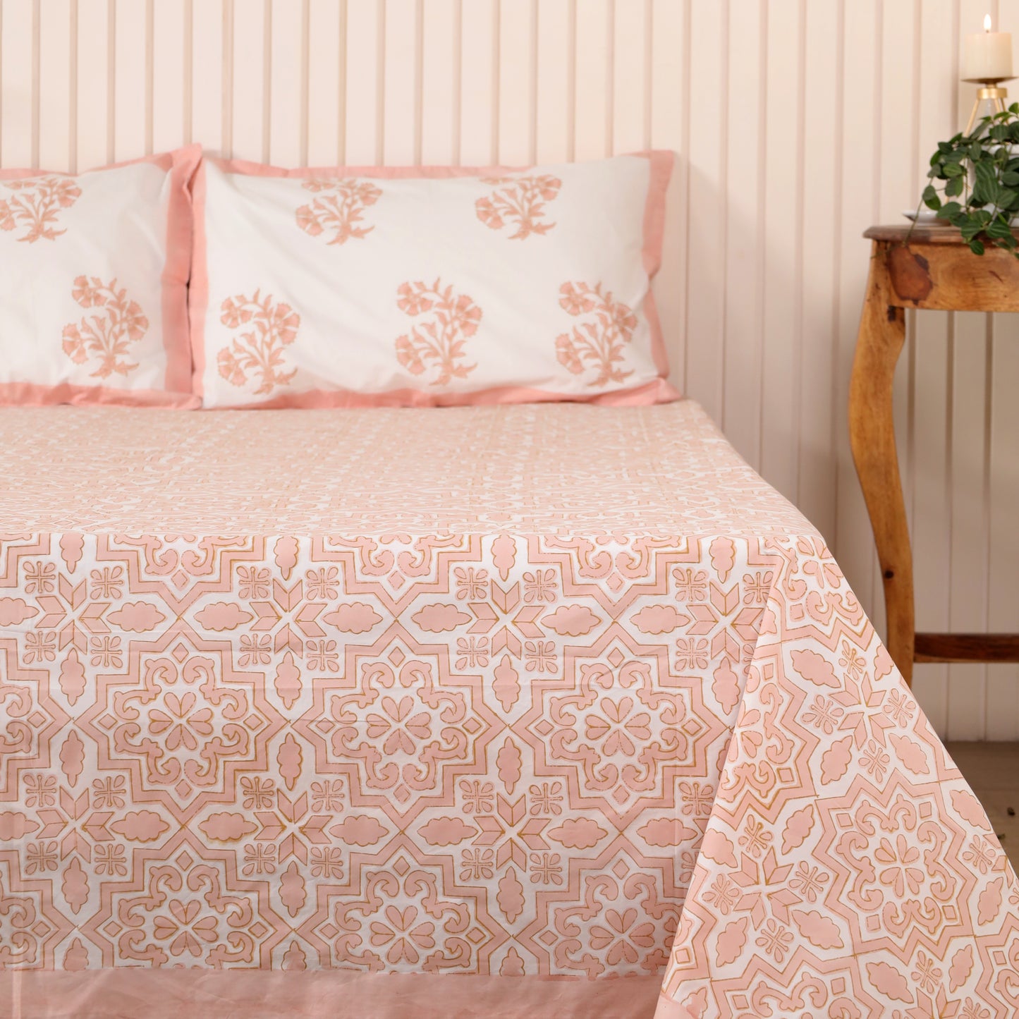 Mosaic Blush Cotton Bedsheet