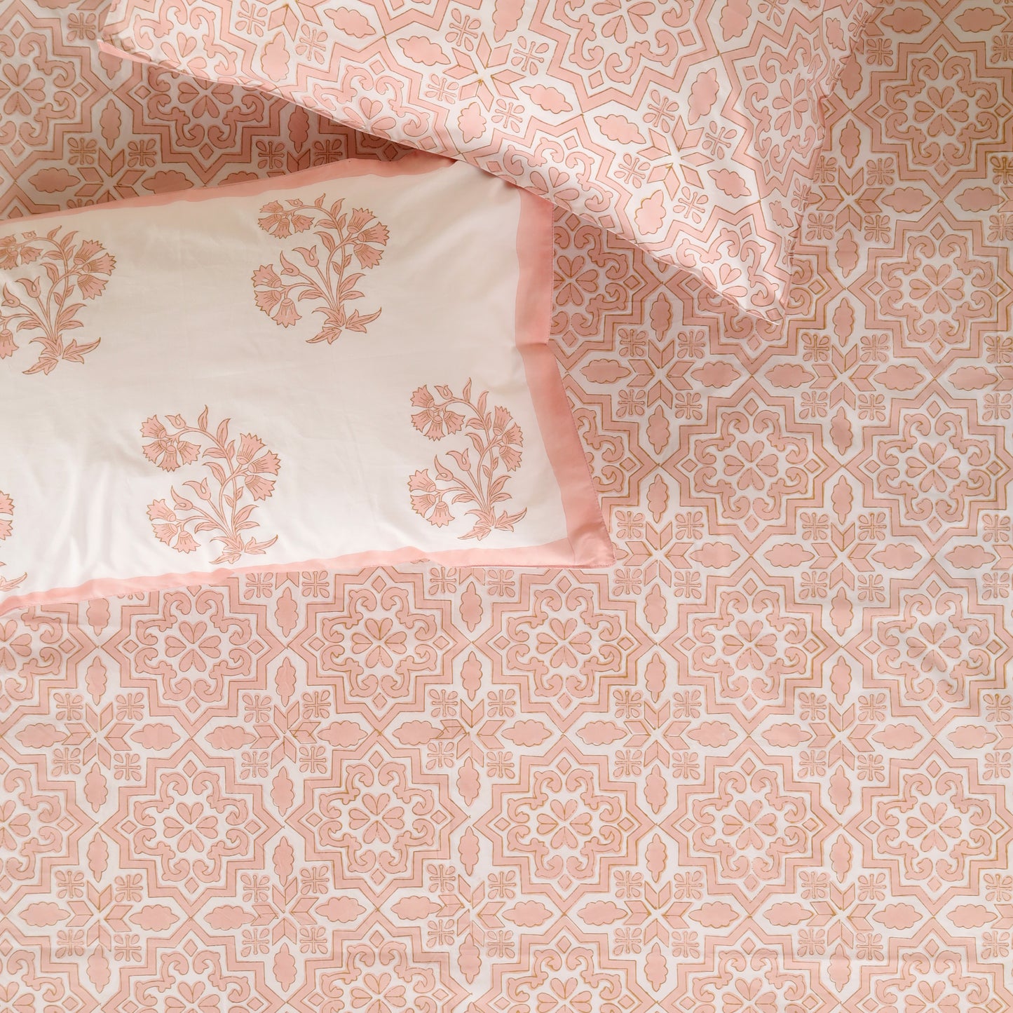 Mosaic Blush Cotton Bedsheet