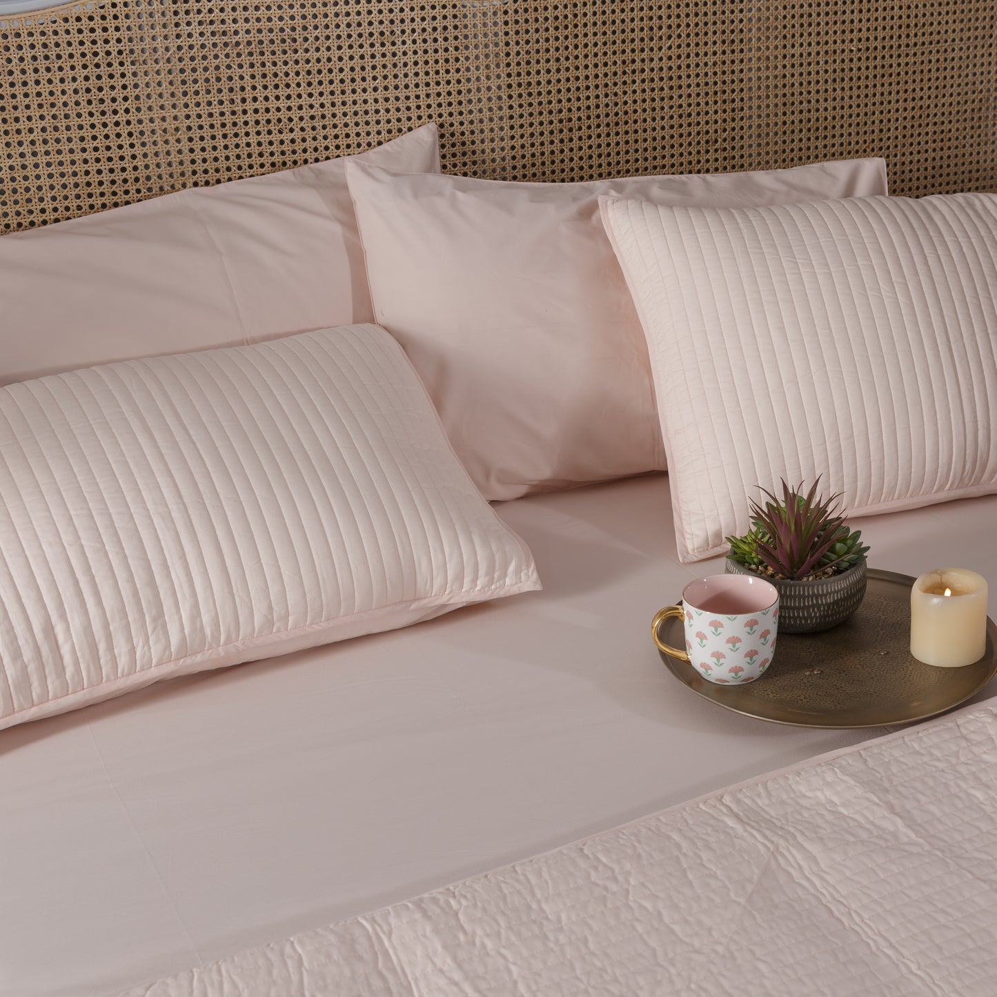 Solid Blush Peach Cotton Bedcover