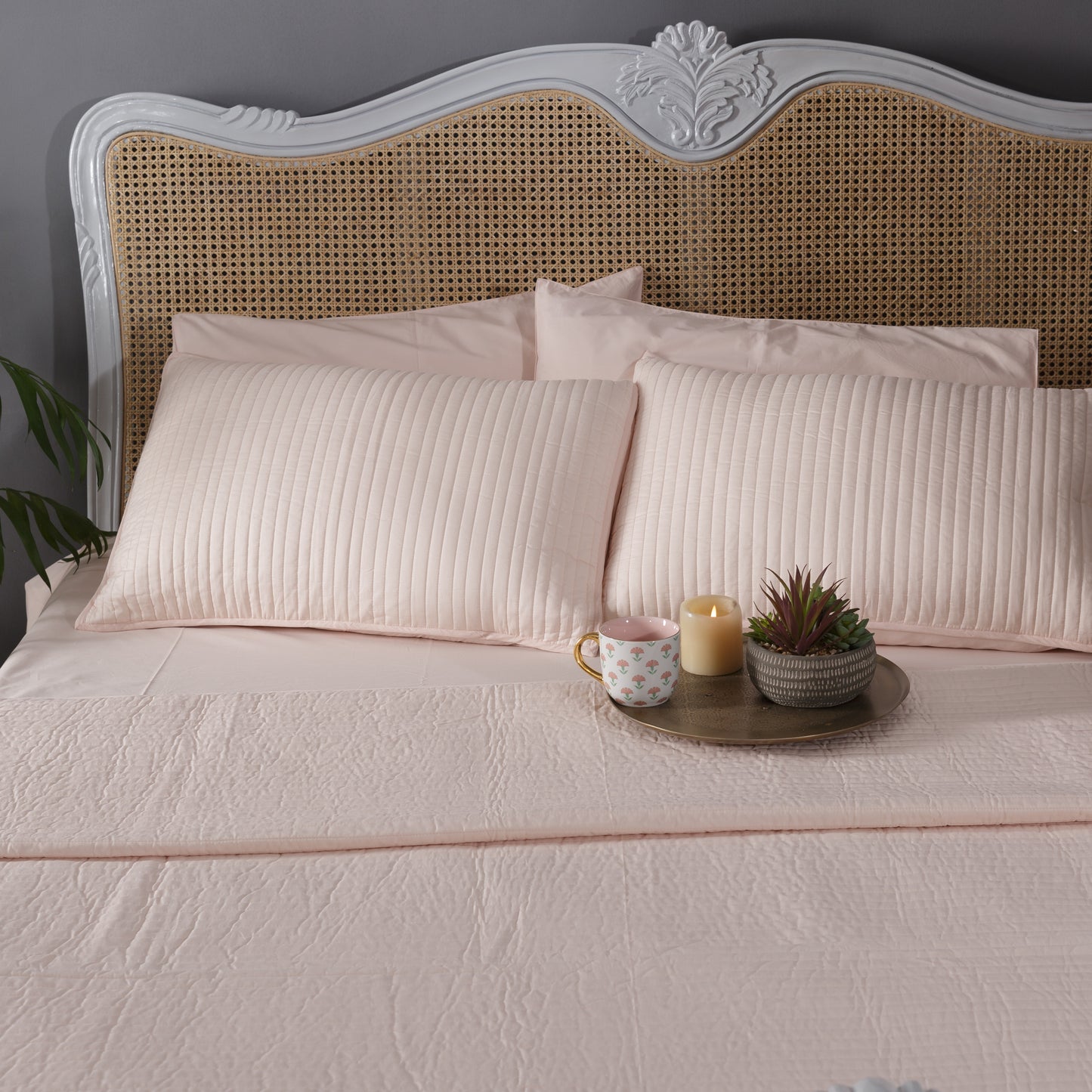 Solid Blush Peach Cotton Bedcover