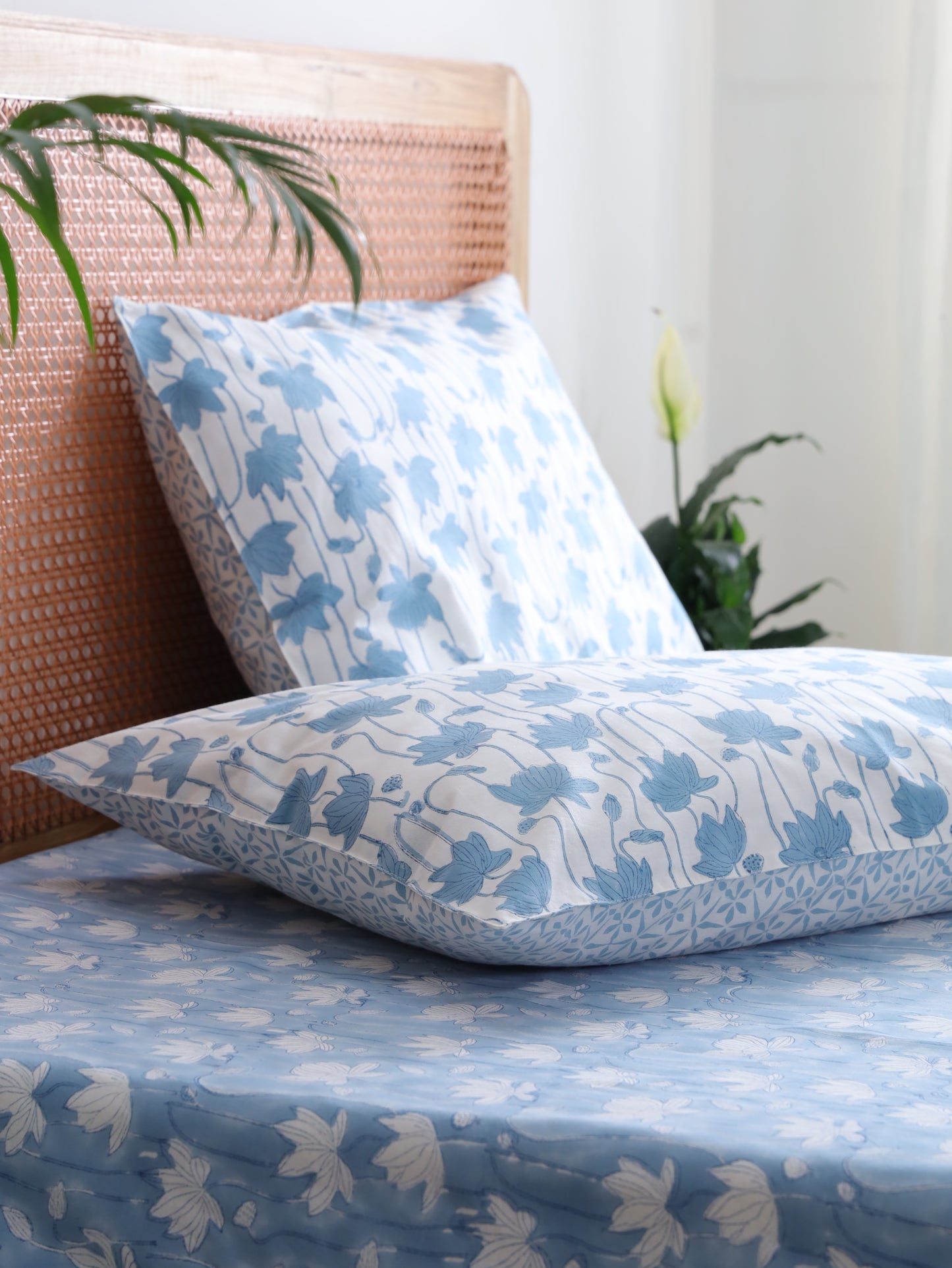 Blue Meadows Cotton Bedsheet