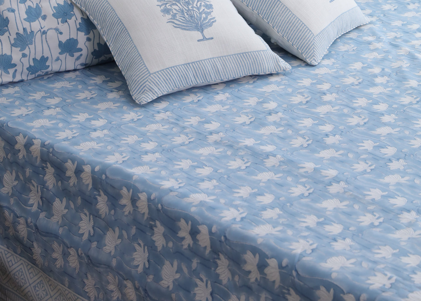 Blue Meadows Cotton Bedsheet