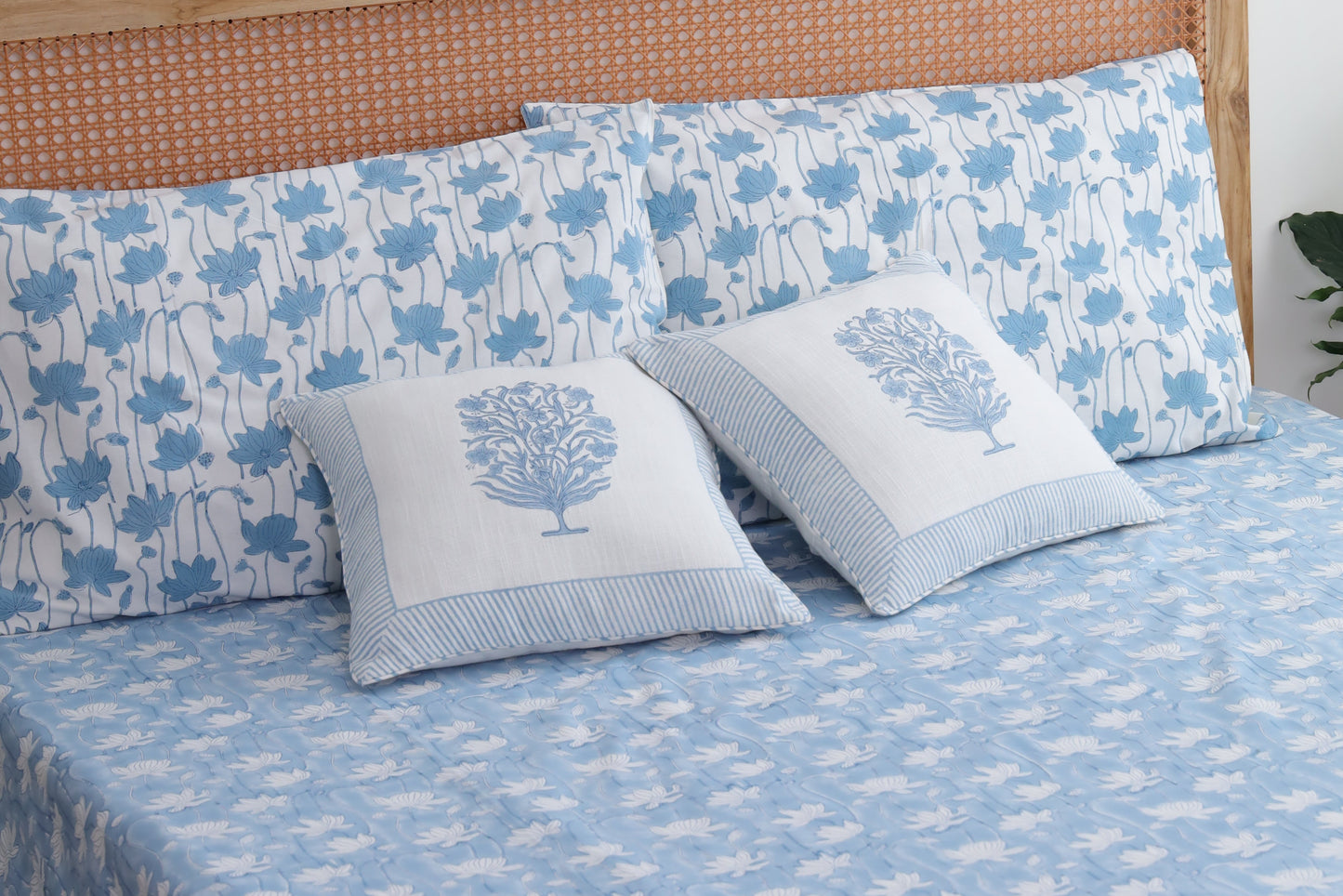 Blue Meadows Cotton Bedsheet