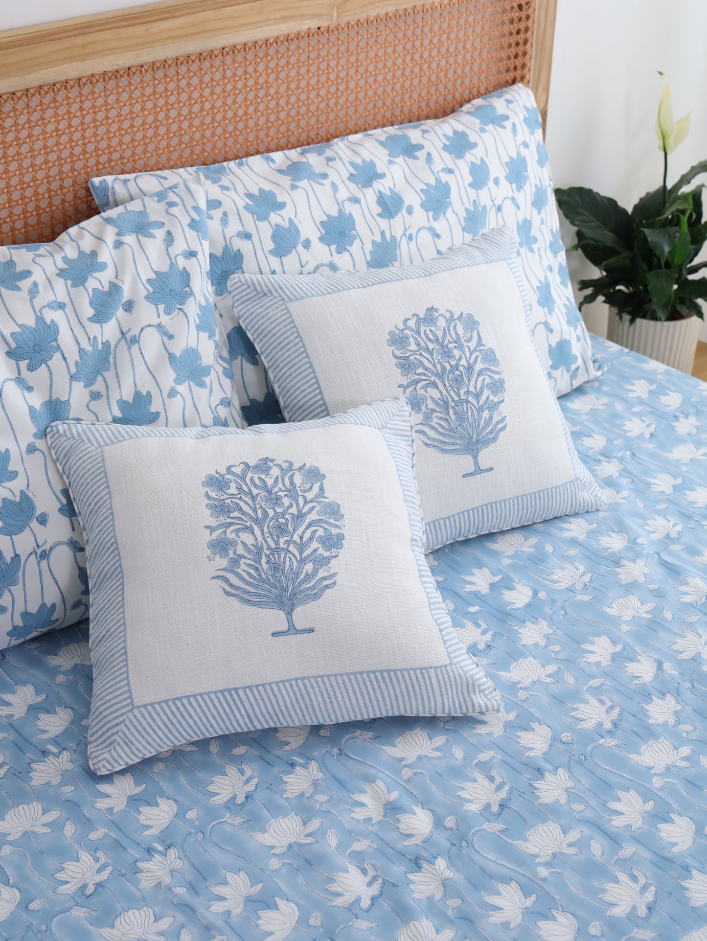 Blue Meadows Cotton Bedsheet