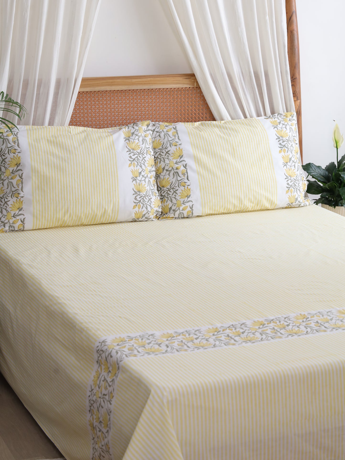 Yellow Blossom Cotton Bedsheet