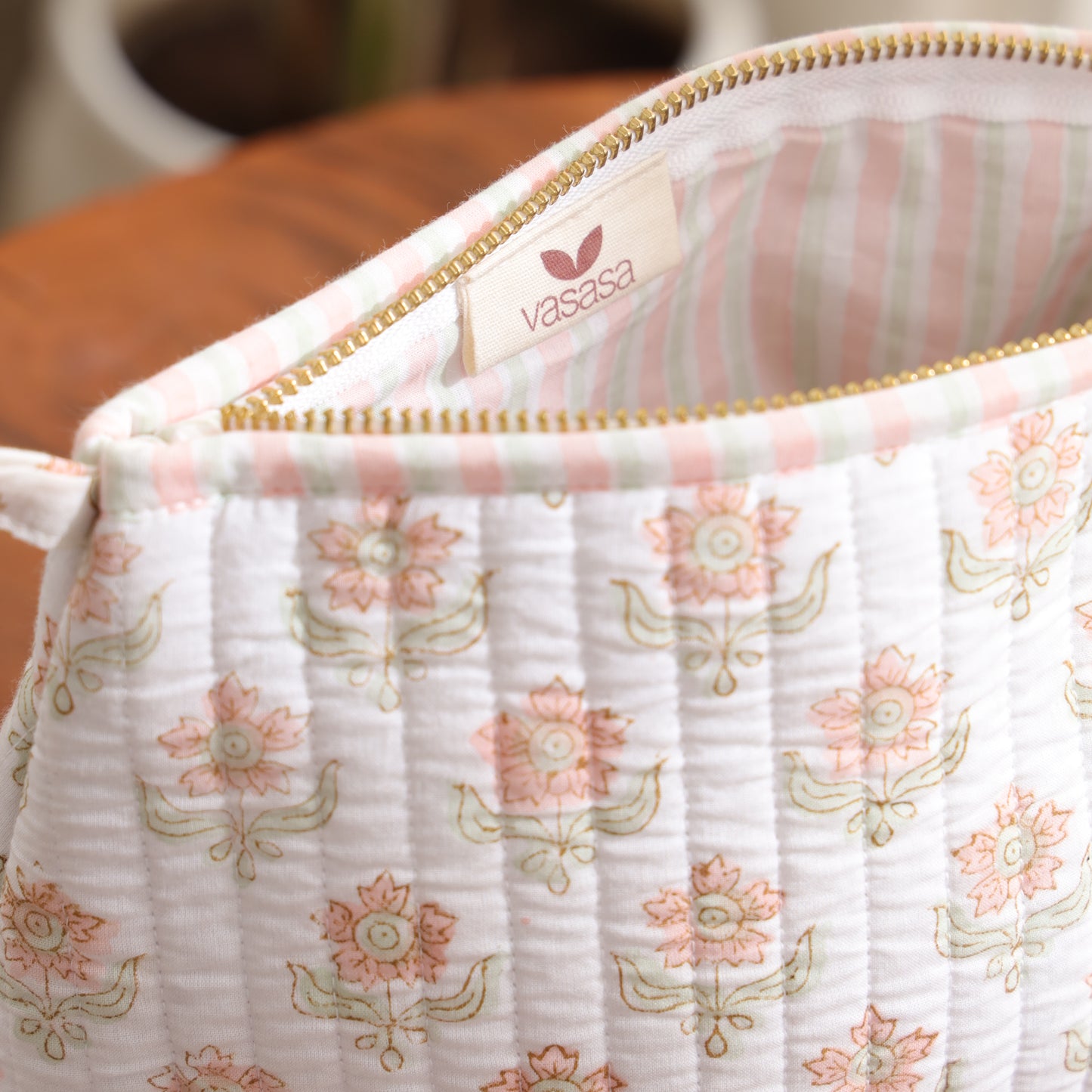 Floral Handblock Print Travel Pouch Set of 3