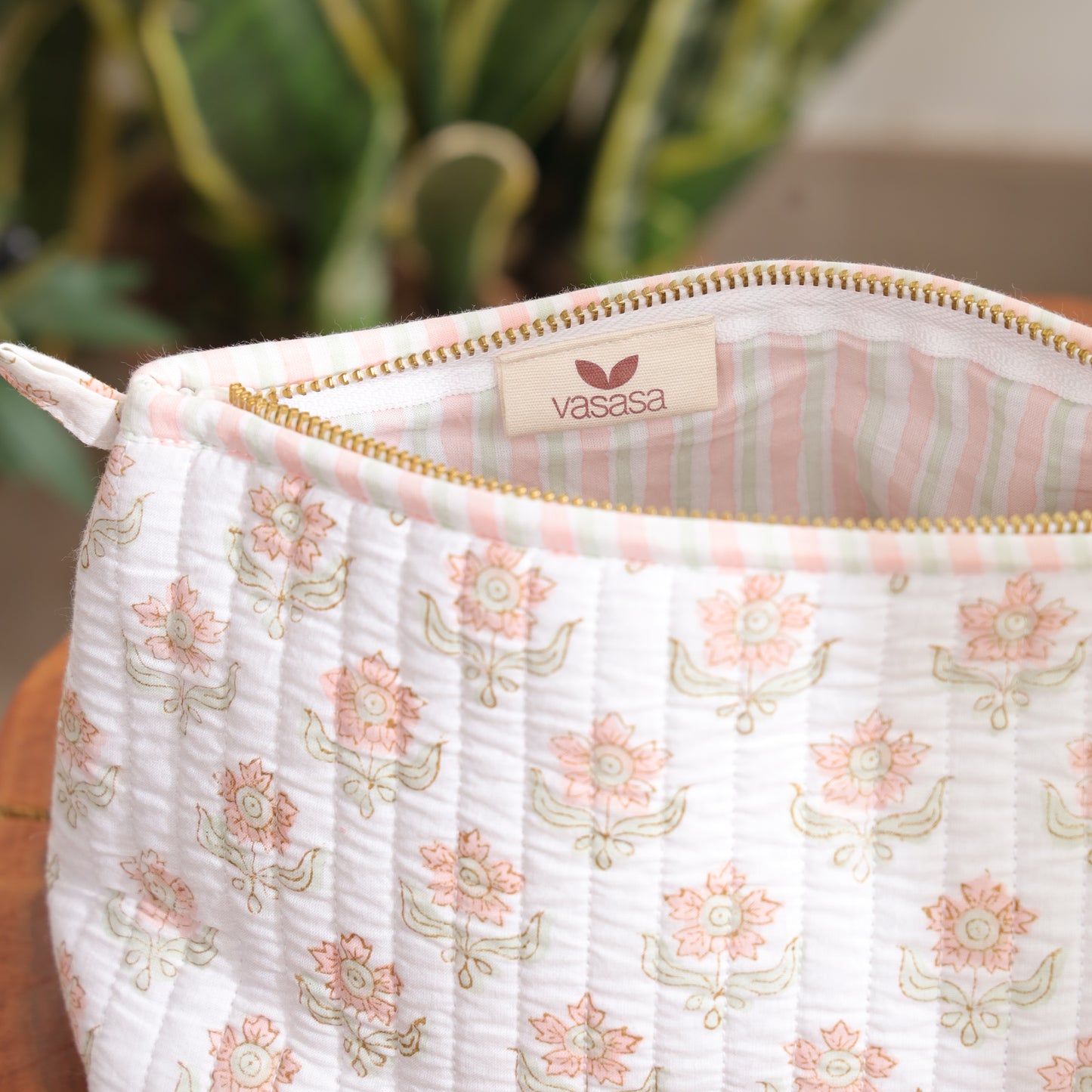 Floral Handblock Print Travel Pouch Set of 3